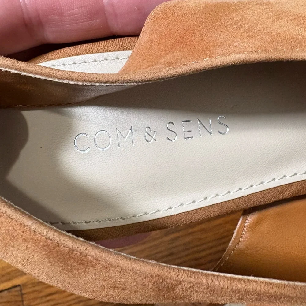 Com &‎ Sens Missy Slingback Suede Cork Wedge Sandal Shoe Tan size 7.5
